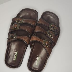 Earth Brown Multi-Strap Sandals with Adjustable Buckles